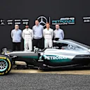 (L to R): Andy Cowell, Lewis Hamilton, Toto Wolff, Nico Rosberg and Paddy Lowe with the Mercedes-Benz F1 W07 Hybrid at Formula One Testing, Barcelona, Spain, Monday 22 February 2016. &copy; Sutton Motorsport Images
